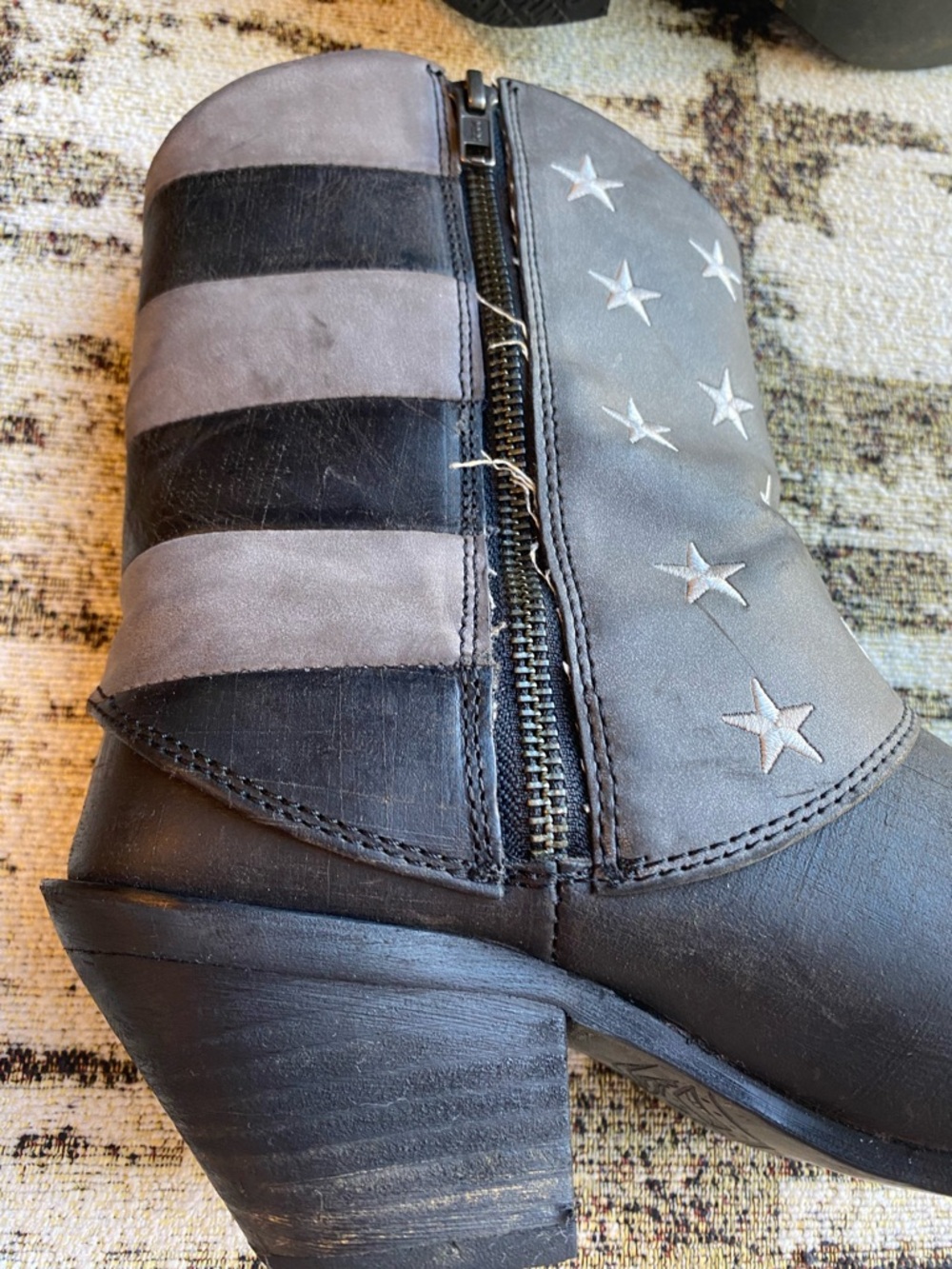 Durango Crush Black Gray Faded Flag Western Booties 6.5 cowgirl western grunge - Picture 10 of 16